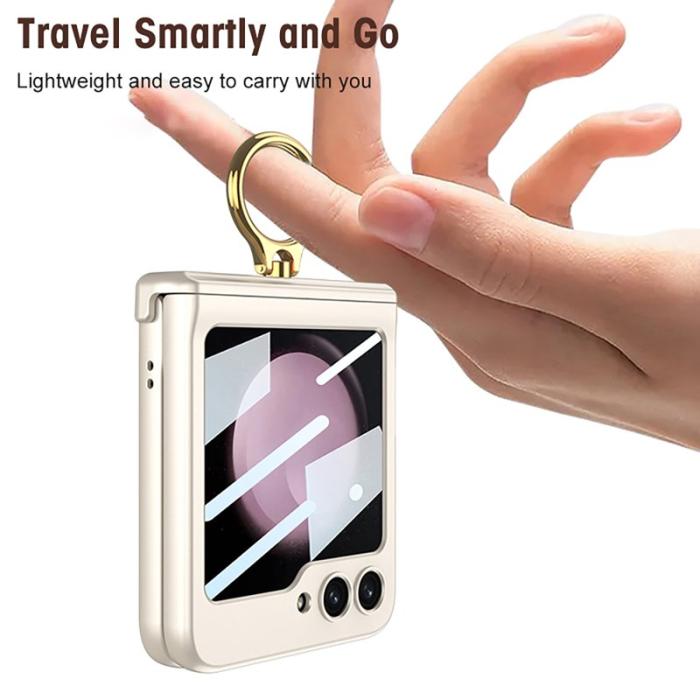 GKK - GKK Samsung Galaxy Z Flip5 Fodral - Magnetisk Hinge Skydd - Lila