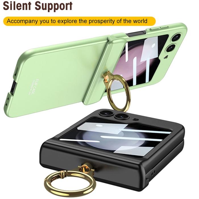 GKK - GKK Samsung Galaxy Z Flip5 Fodral - Magnetisk Hinge Skydd - Silver