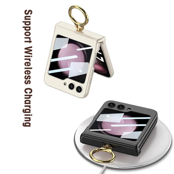 GKK - GKK Samsung Galaxy Z Flip5 Fodral - Magnetisk Hinge Skydd - Silver