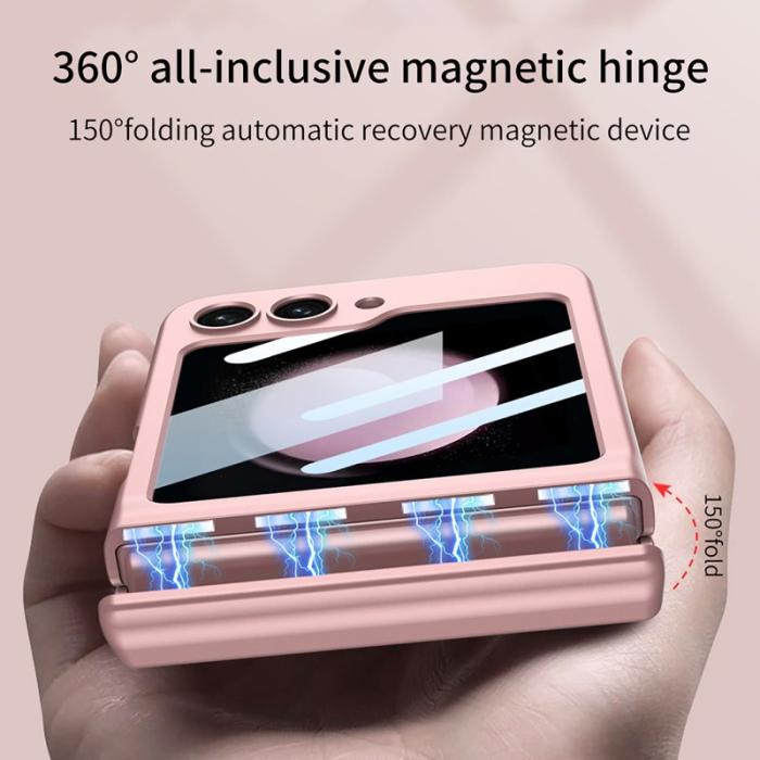 GKK - GKK Samsung Galaxy Z Flip5 Fodral PC Äkta läder - Pink