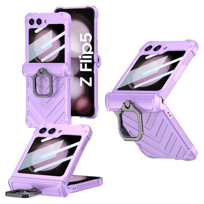 GKK - GKK Samsung Galaxy Z Flip5 Fodral PC med Metal Hook - Lila