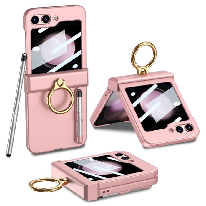 GKK - GKK Samsung Galaxy Z Flip5 Fodral PC med Skärmskydd - Rosa