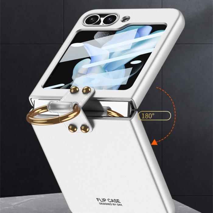 GKK - GKK Samsung Galaxy Z Flip5 Fodral Plast med Tempererat Glas - Svart