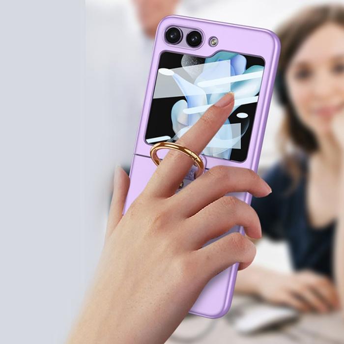 GKK - GKK Samsung Galaxy Z Flip5 Fodral Plast Tempered Glass - Grön