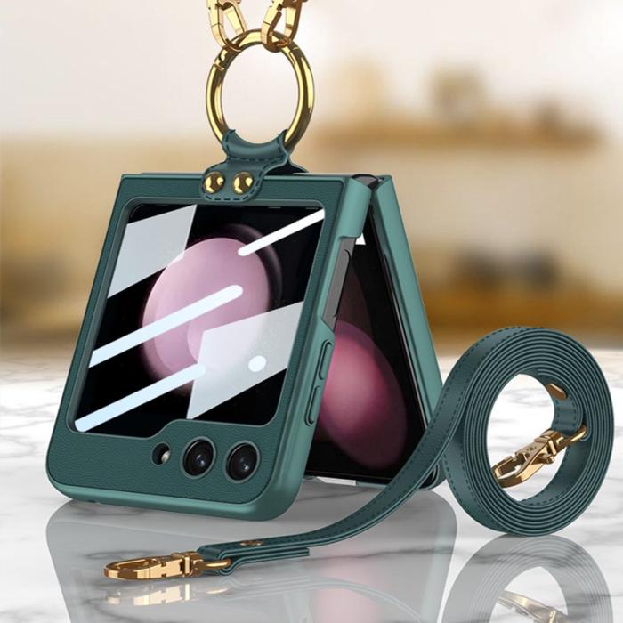 GKK - GKK Samsung Galaxy Z Flip5 Fodral PU Läder - Pink