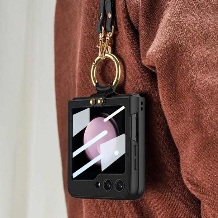 GKK - GKK Samsung Galaxy Z Flip5 Fodral PU Läder - Pink