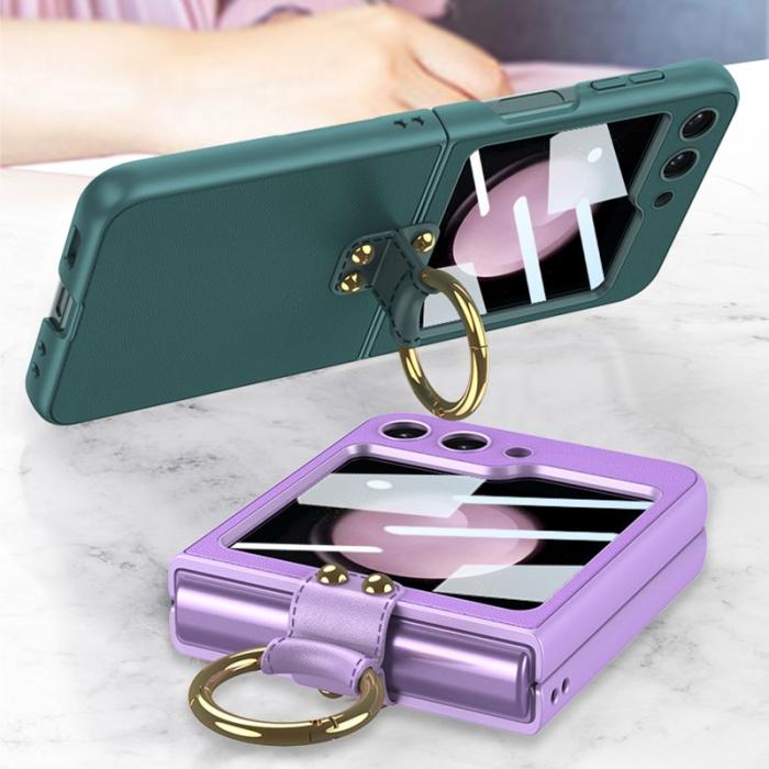 GKK - GKK Samsung Galaxy Z Flip5 Fodral PU Läder - Pink