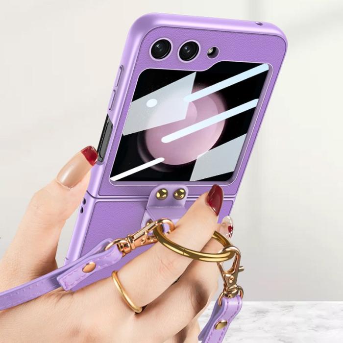 GKK - GKK Samsung Galaxy Z Flip5 Fodral PU Läder - Pink