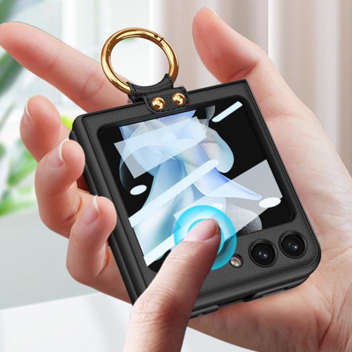 GKK - GKK Samsung Galaxy Z Flip5 Fodral PU Läder - Silver