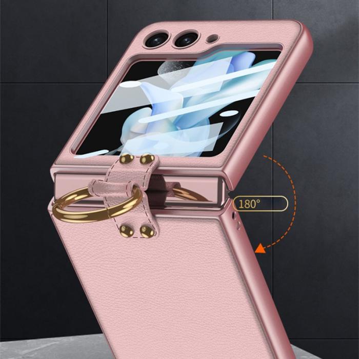 GKK - GKK Samsung Galaxy Z Flip5 Fodral PU Läder - Silver