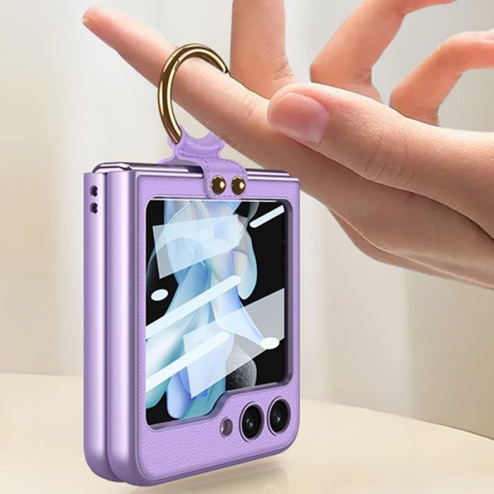 GKK - GKK Samsung Galaxy Z Flip5 Fodral PU Läder - Silver