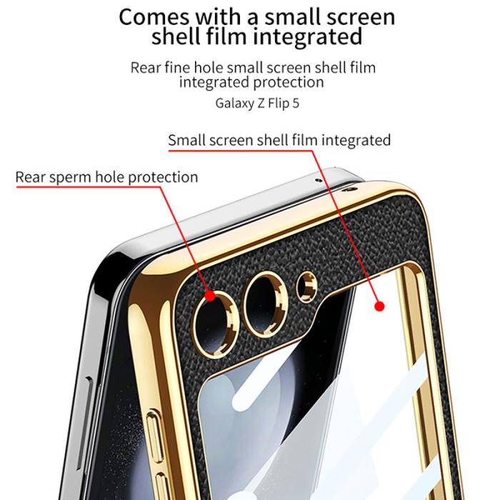 GKK - GKK Samsung Galaxy Z Flip5 Fodral PU Läder - Svart