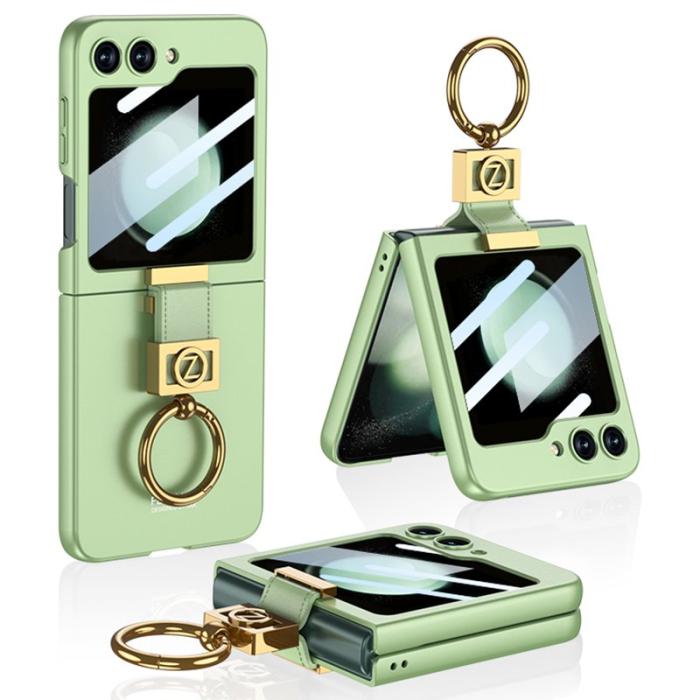 GKK - GKK Samsung Galaxy Z Flip5 Fodral Ring Holder Hård PC - Matcha Green