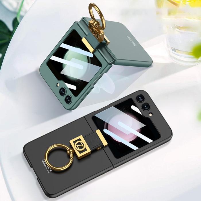 GKK - GKK Samsung Galaxy Z Flip5 Fodral Ring Holder Hård PC - Matcha Green