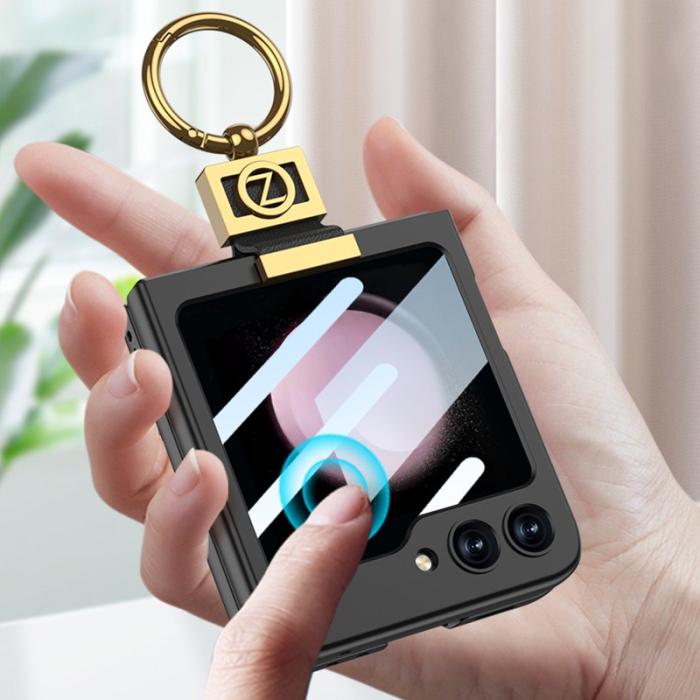 GKK - GKK Samsung Galaxy Z Flip5 Fodral Ring Holder Hård PC - Svart