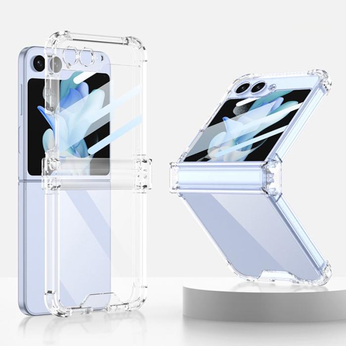 GKK - GKK Samsung Galaxy Z Flip5 Fodral TPU med Härdat Glas - Transparent