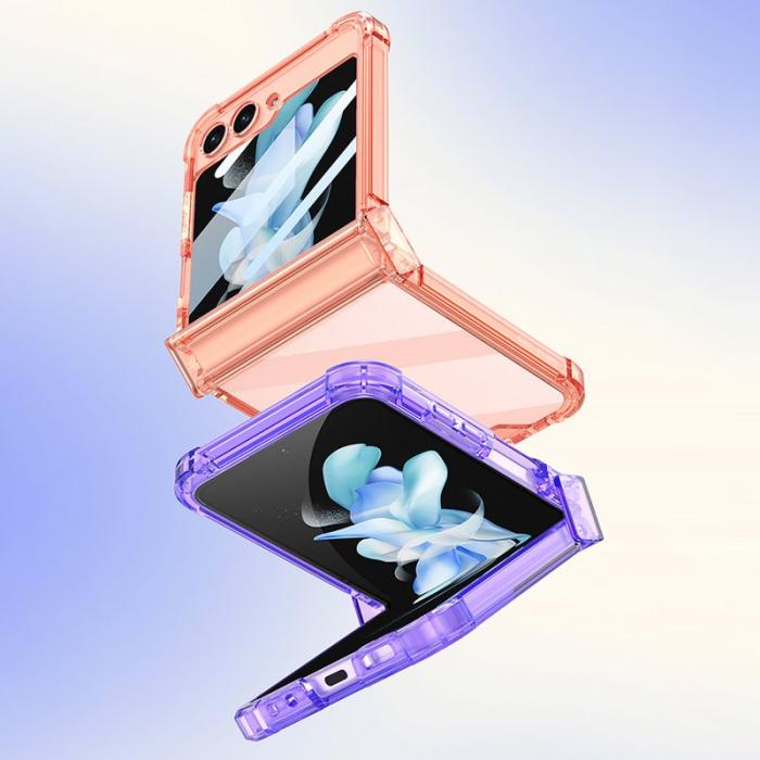 GKK - GKK Samsung Galaxy Z Flip5 Fodral TPU med Härdat Glas - Transparent Black