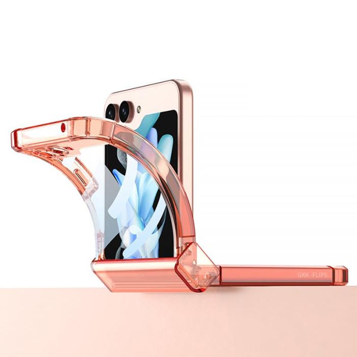GKK - GKK Samsung Galaxy Z Flip5 Fodral TPU med Härdat Glas - Transparent Grön