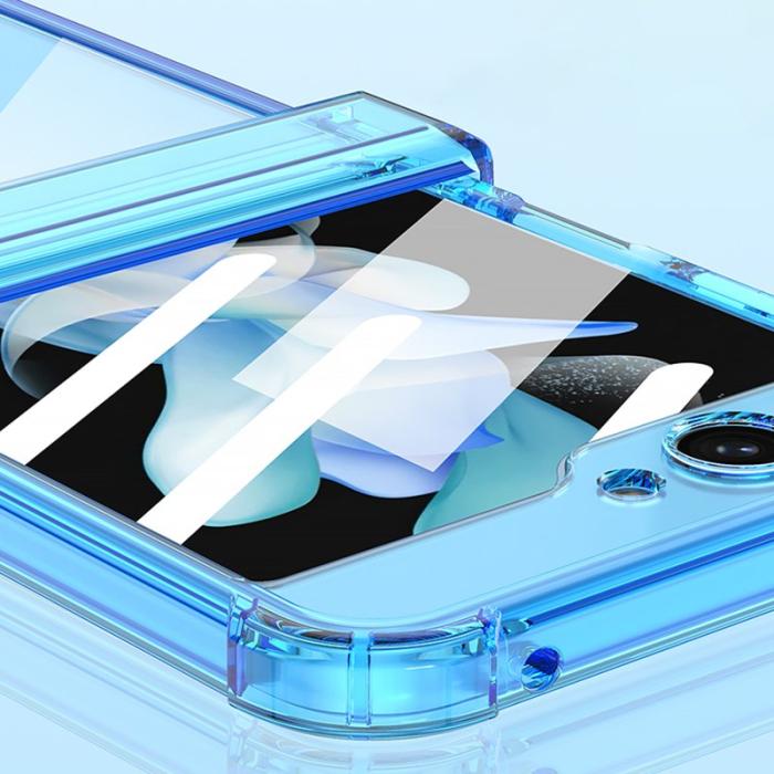 GKK - GKK Samsung Galaxy Z Flip5 Fodral TPU med Härdat Glas - Transparent Orange