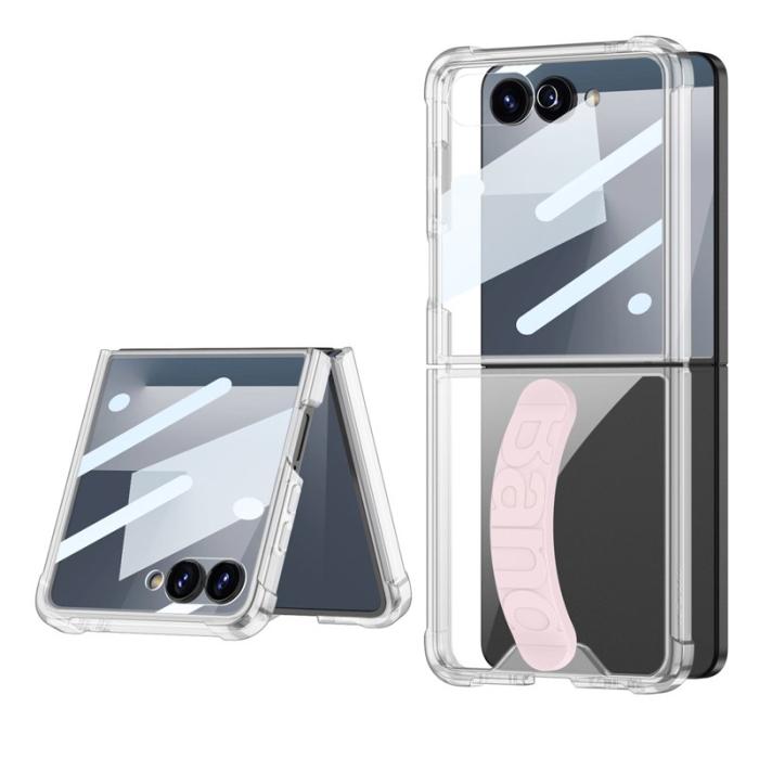 GKK - GKK Samsung Galaxy Z Flip7 5G Skal TPU Tempererat Glas - Ljus Rosa
