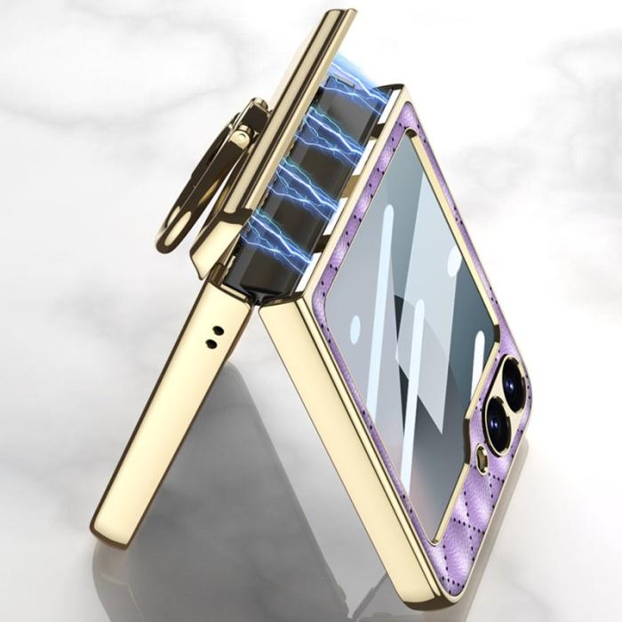 GKK - GKK Samsung Galaxy Z Flip7 FE 5G Fodral Äkta läder - Mörkgrön