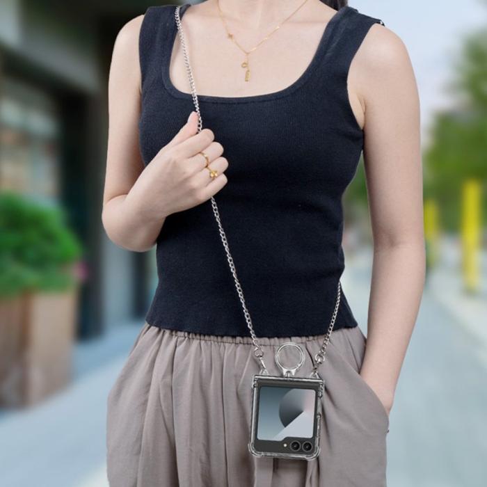 GKK - GKK Samsung Galaxy Z Flip7 FE 5G Fodral - Klar PC - Guld