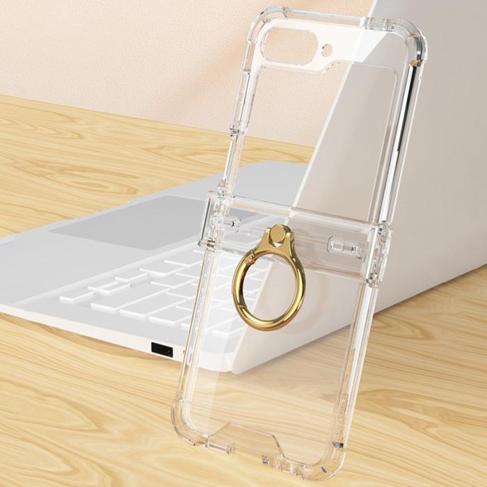 GKK - GKK Samsung Galaxy Z Flip7 FE 5G Fodral - Klar PC - Guld