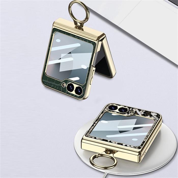 GKK - GKK Samsung Galaxy Z Flip7 FE 5G Fodral PU+PC - Svart Krokodil