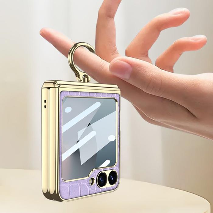 GKK - GKK Samsung Galaxy Z Flip7 FE Fodral PU+PC - Krokodil Lila