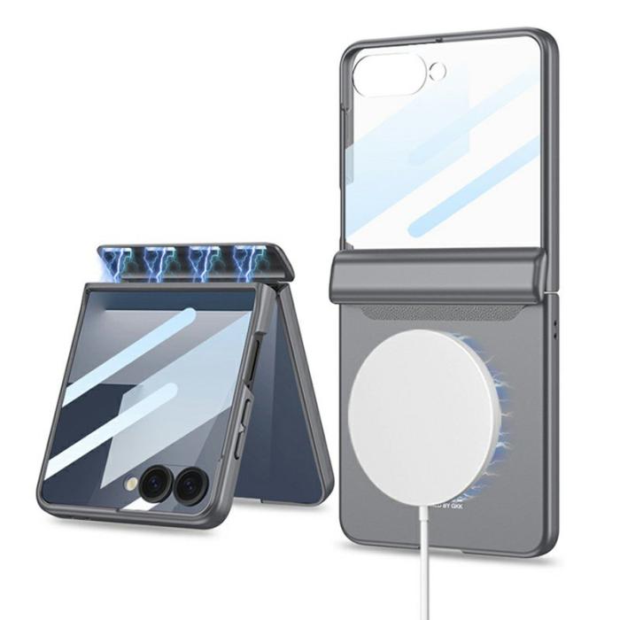 GKK - GKK Samsung Galaxy Z Flip7 Fodral Äkta läder - Grå