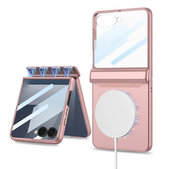 GKK - GKK Samsung Galaxy Z Flip7 Fodral Äkta läder - Pink