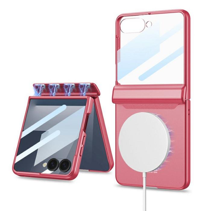 GKK - GKK Samsung Galaxy Z Flip7 Fodral Äkta läder - Röd