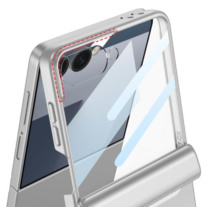 GKK - GKK Samsung Galaxy Z Flip7 Fodral Äkta läder - Titanium Grey