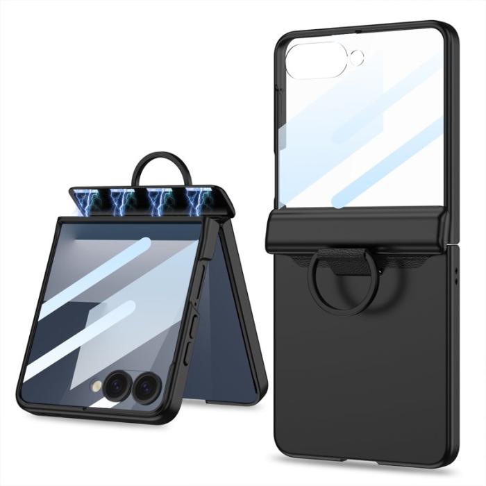 GKK - GKK Samsung Galaxy Z Flip7 Fodral Magnetisk Hinge PC - Svart