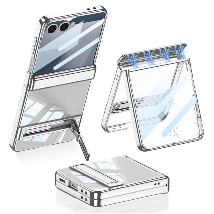 GKK - GKK Samsung Galaxy Z Flip7 Fodral Magnetisk Hinge Skydd PC - Silver