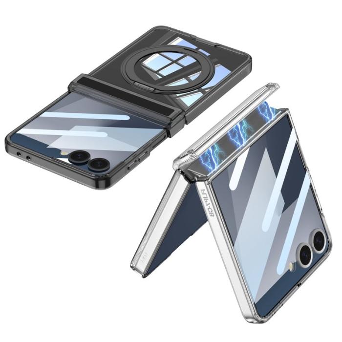 GKK - GKK Samsung Galaxy Z Flip7 Fodral Magnetisk Hinge - Transparent Black