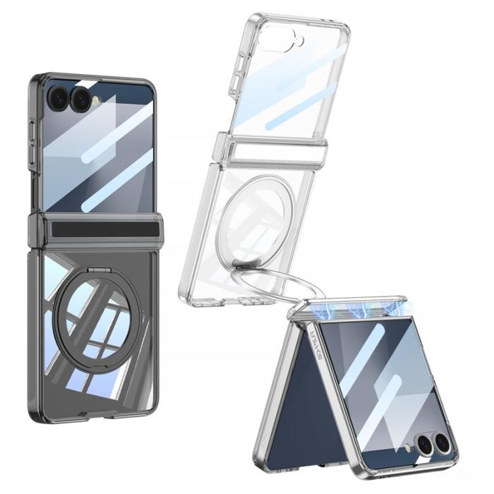 GKK - GKK Samsung Galaxy Z Flip7 Fodral Magnetisk Hinge - Transparent Black