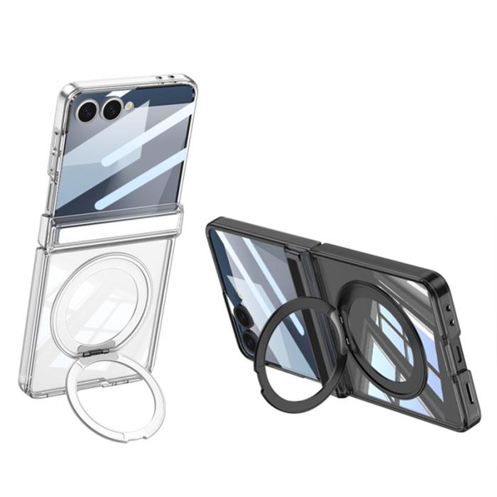 GKK - GKK Samsung Galaxy Z Flip7 Fodral Magnetisk Hinge - Transparent Black