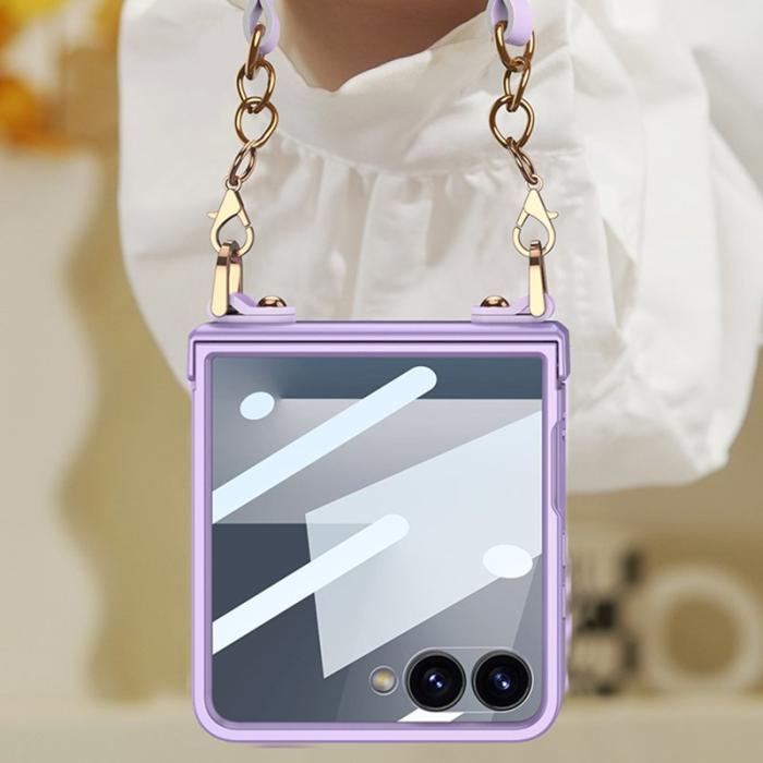 GKK - GKK Samsung Galaxy Z Flip7 Fodral - PC + Härdat Glas - Rosa