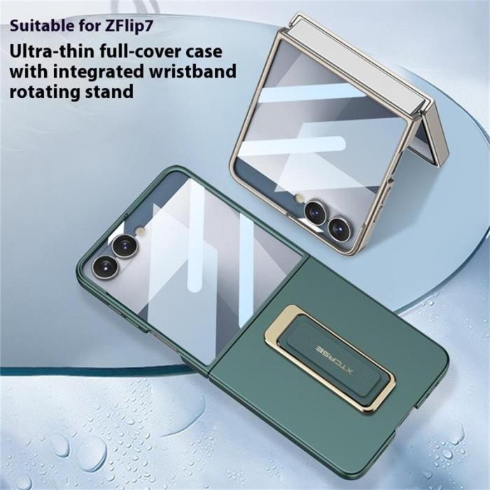 GKK - GKK Samsung Galaxy Z Flip7 Fodral - PC Tempered Glass - Grå