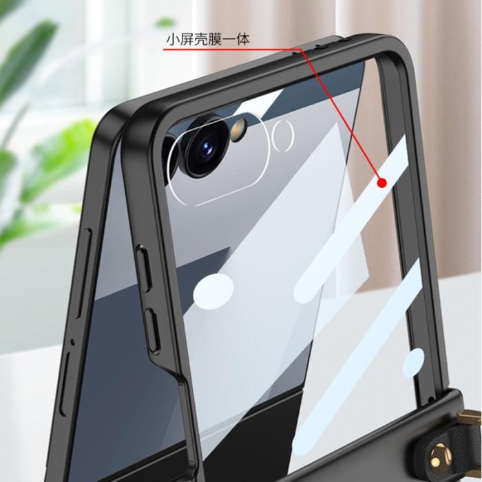 GKK - GKK Samsung Galaxy Z Flip7 Fodral - PC Tempered Glass - Grön