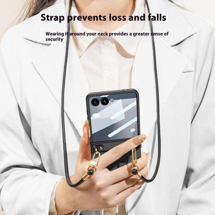 GKK - GKK Samsung Galaxy Z Flip7 Fodral - PC Tempered Glass - Lila