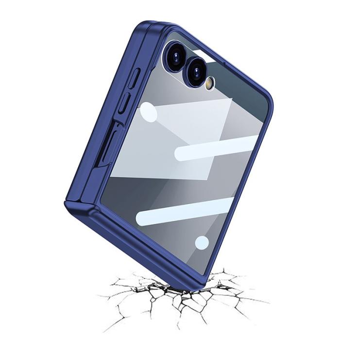 GKK - GKK Samsung Galaxy Z Flip7 Fodral - PC Tempered Glass - Mörkblå