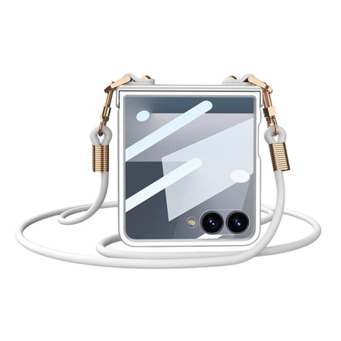 GKK - GKK Samsung Galaxy Z Flip7 Fodral - PC Tempered Glass - Silver