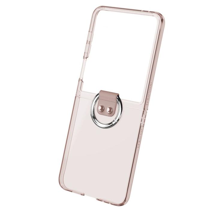 GKK - GKK Samsung Galaxy Z Flip7 Fodral - PC + Tempered Glass - Transparent Pink
