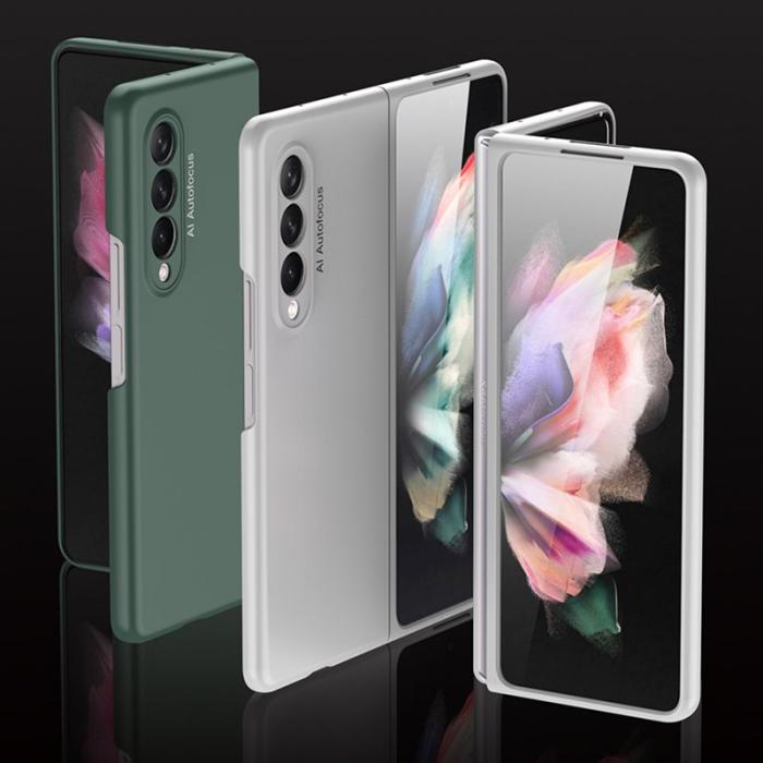 GKK - GKK Samsung Galaxy Z Fold3 5G Skal - Äkta läder - Silver