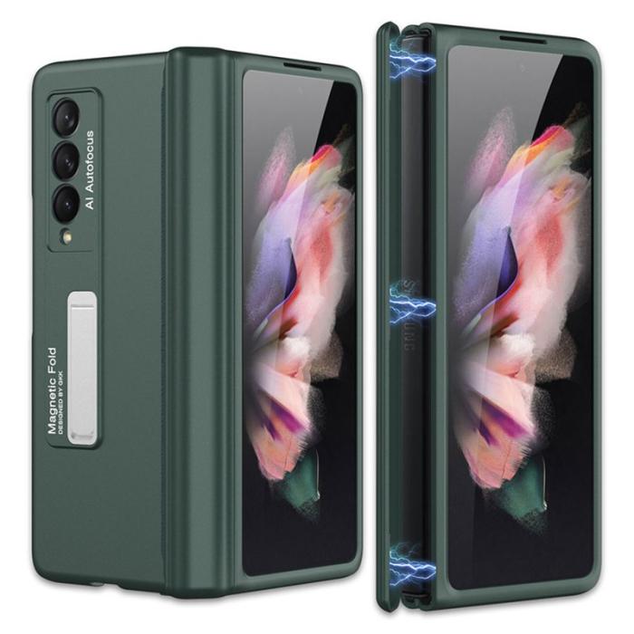 GKK - GKK Samsung Galaxy Z Fold3 Fodral Äkta läder - Grön