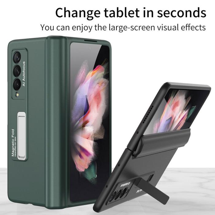 GKK - GKK Samsung Galaxy Z Fold3 Fodral - Äkta läder - Roséguld