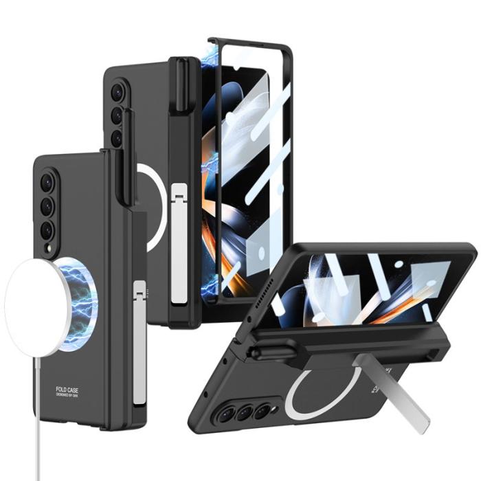 GKK - GKK Samsung Galaxy Z Fold4 Fodral Äkta läder - Svart