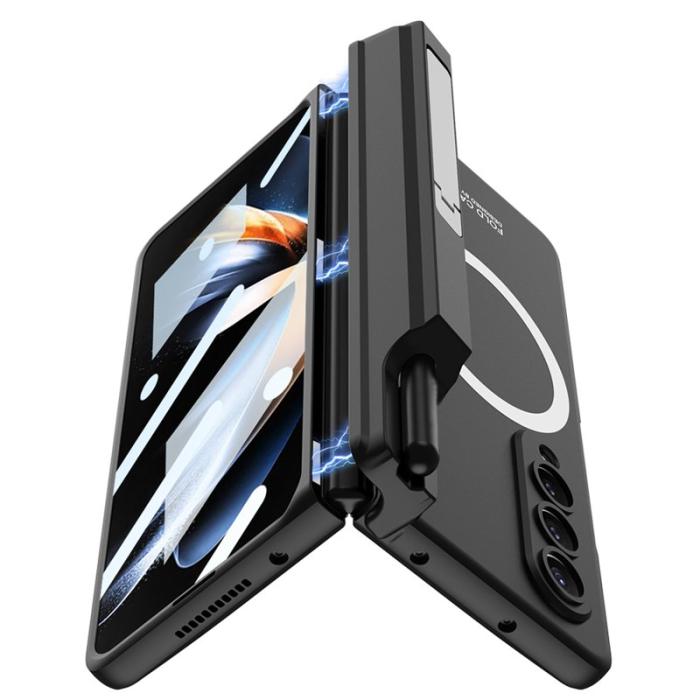 GKK - GKK Samsung Galaxy Z Fold4 Fodral Äkta läder - Svart